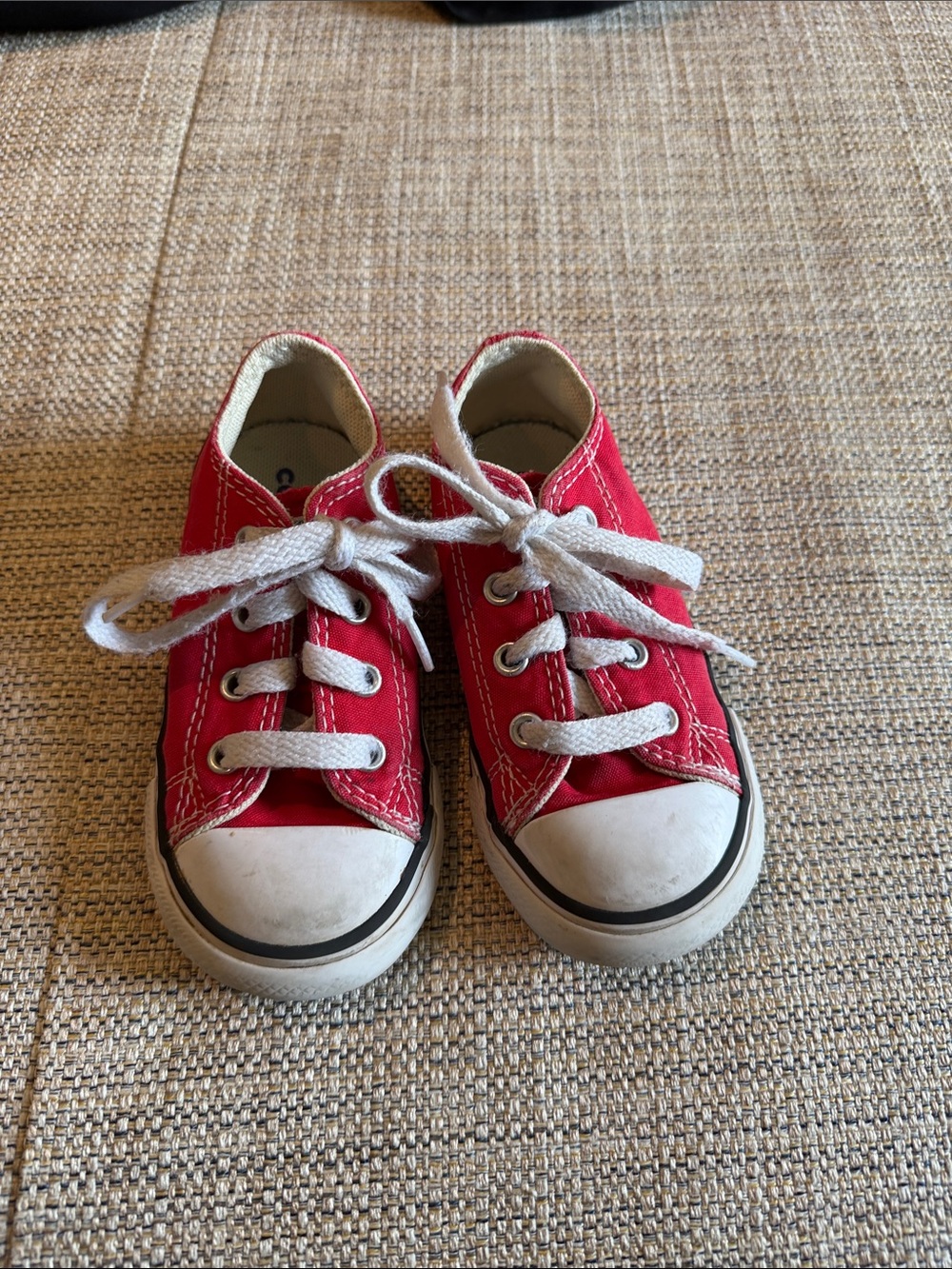 Kids Red Canvas Lace-Up Sneakers - Casual Everyday Shoes